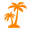 orange silhouette of palm trees tropical beach getaway relaxing scenery