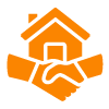 hand icon symbolizing support and care in vibrant orange color related to guidance for five key aspects of help